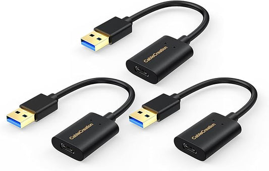 CableCreation [3-Pack USB C Female to USB Male Adapter Cable, 5Gbps USB 3.1 to USB C Adapter Compatible with Oculus Quest Link Logitech StreamCam, etc
