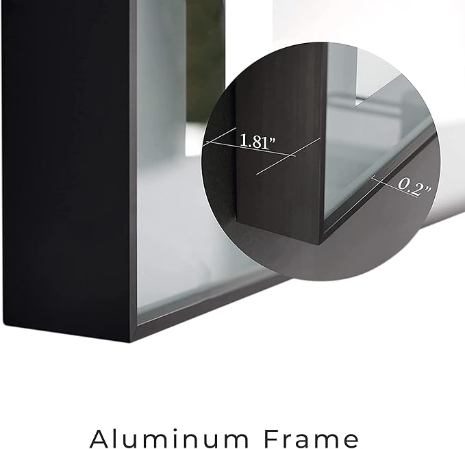 Fab Glass and Mirror LED Lighted Bathroom Mirror 30 x 40 Inch, Black Framed Wall Mounted Dimmable Vanity Mirror, Anti-Fog Touch Sensor, Adjustable Color Warm/White/Natural