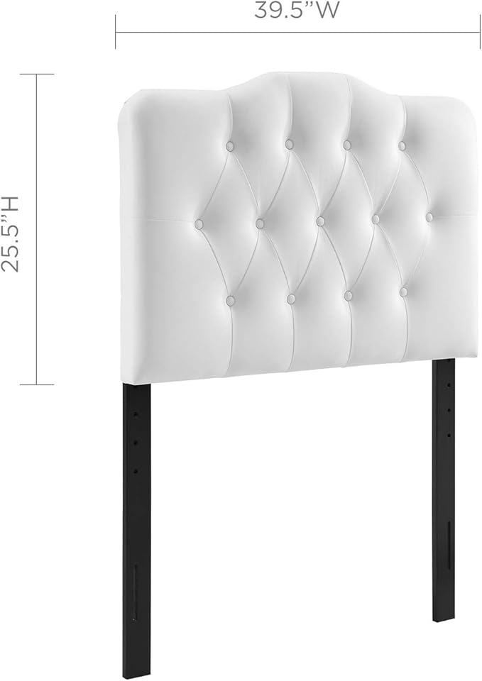 Modway Annabel Tufted Button Faux Leather Upholstered Twin Headboard in White