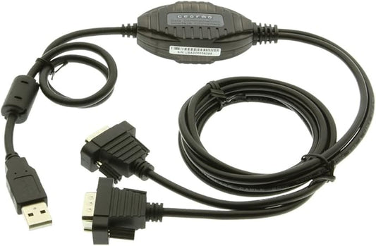 Gearmo 2 Port RS-232 Serial to USB Adapter Cable, FTDI Chipset, 5ft Length, ESD Protection, Windows/macOS/Linux Compatible