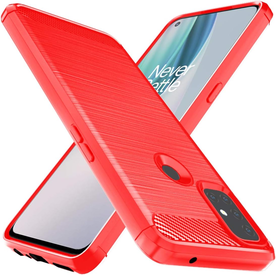 Osophter Flexible TPU Case for Oneplus Nord N10, Shock-Absorption Protective Cover, Red