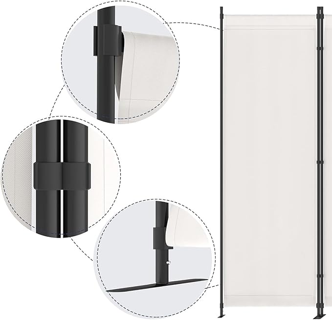 Morngardo Room Divider, Folding Privacy Screens, 4 Panel Room Partitions, 88" Foldable Wall Dividers, Portable Separating for Home Office Bedroom Dorm Decor (White)