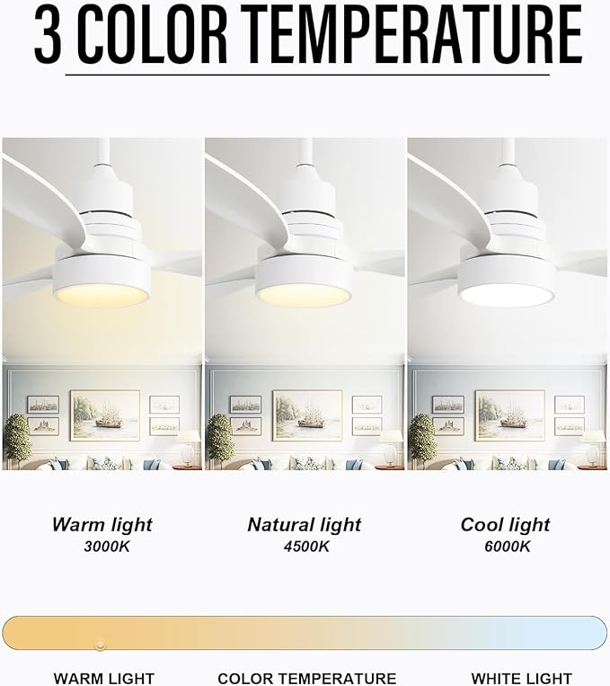 Sofucor Ceiling Fan with Lights, 52 Inch Low Profile Flush Mount Mordern Wood Ceiling Fan with Remote for Indoor Farmhouse Bedroom Living Room Outdoor Patio Porch, Reversible DC Motor, Noiseless