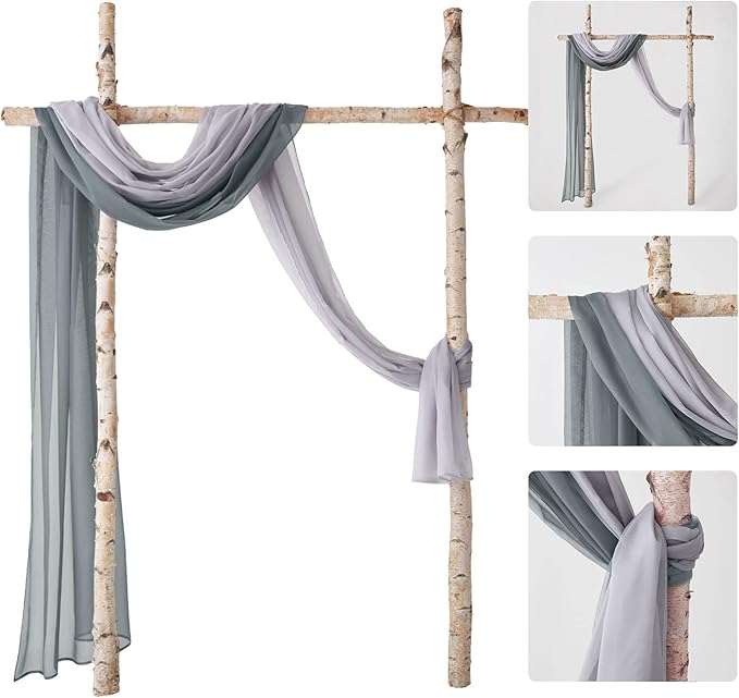 MIULEE Sheer Window Scarf Valance Voile Topper Long Window Treatment, Wedding Arch Drapes for Ceremony Canopy Bed, Swag Curtain Scarf Decoration One Panel, 54 x 144 Inches Long, Dark Grey