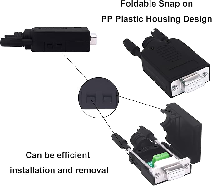 DB9 Solderless Connector Breakout Board RS232 D-SUB 9 Pin Serial to RXD TXD GND 235 Adapter Terminal Block with Case 2 Packs (Female)