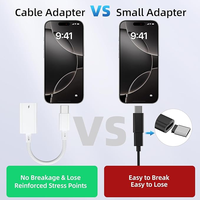 Vcddom 2 Pack Lightning to USB C Adapter, USB Type C Male to Female Lightning Adapter with Fast Charge Data Transfer for iPhone 17/17 Pro/16, iPad Pro, iPad Air 6/5, Galaxy S25/S24 (Not for Audio)
