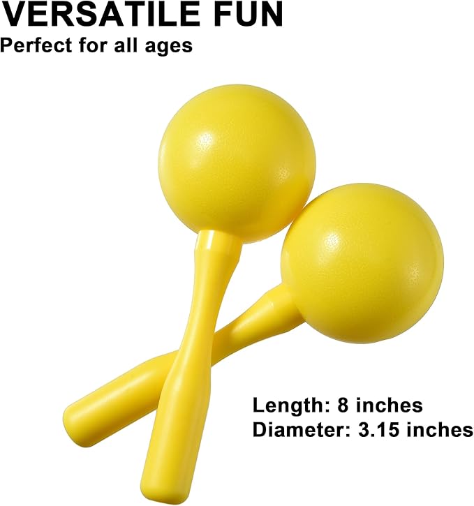 Maracas for Kids Adults, 8 Inch, Set of 2, Yellow