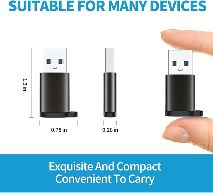 USB to USB C 3.0 Adapter 4 Pack, Type C to USB A Converter,USB-C Female to USBS Male, Compatible for Apple MacBook Pro, Mac Book, iPad, iPhone 16 15 14 13 12 Pro Max Samsung Galaxy S20-S23 More Black