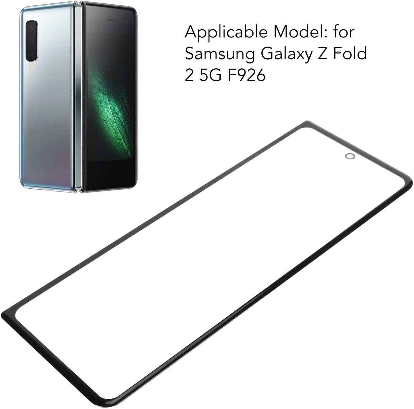 Front Glass Repair Kit for Galaxy Z Fold 3 5G F926, Replacement Front Outer Lens Glass Screen with Tool Glue, Phone