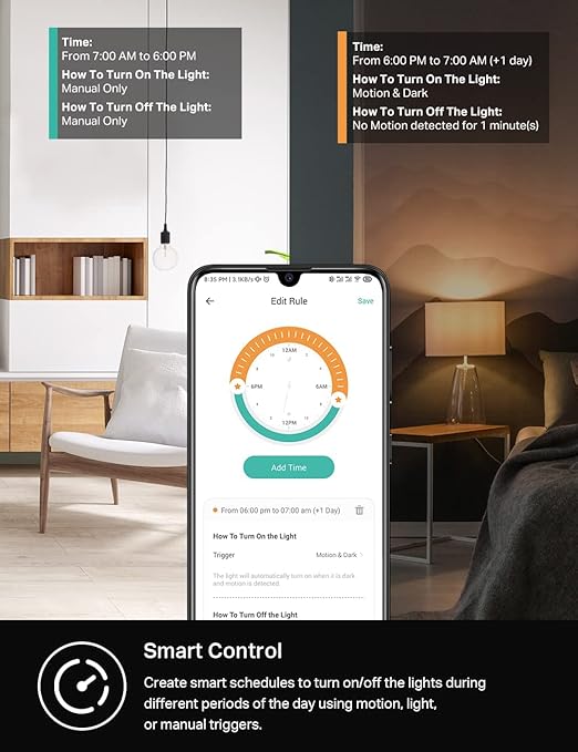 Kasa Smart Motion Sensor Switch, Single Pole, Needs Neutral Wire, 2.4GHz Wi-Fi Light Switch, Works with Alexa & Google Assistant, UL Certified, No Hub Required(KS200MP2),White,2-Pack