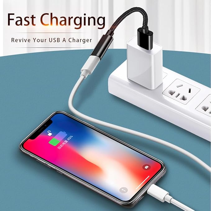 3-Pack USB C Female to USB Male Adapter Cable 3.0,Type C to USB A Charger Cable Converter Compatible Jack Charger for iPhone 16 Pro Max,15 14,Apple Watch,Airpods,iPad Air,car,PC,Headset OTG