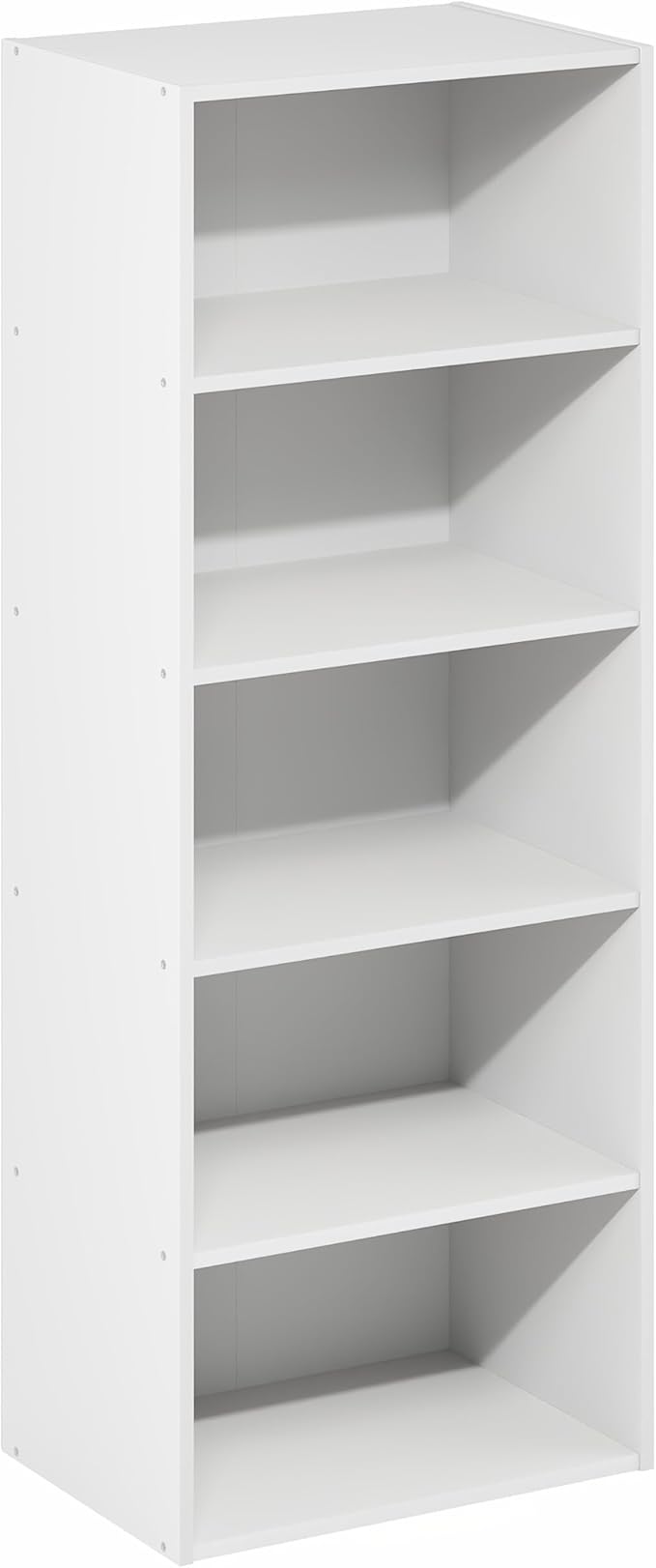 Furinno Basic Book Shelf, 5-Tier Bookshelf, Cube Storage Organizer Bookcase with Open Shelf, 11 x 17 x 44, for Living Room, Bedroom, Home Office, White