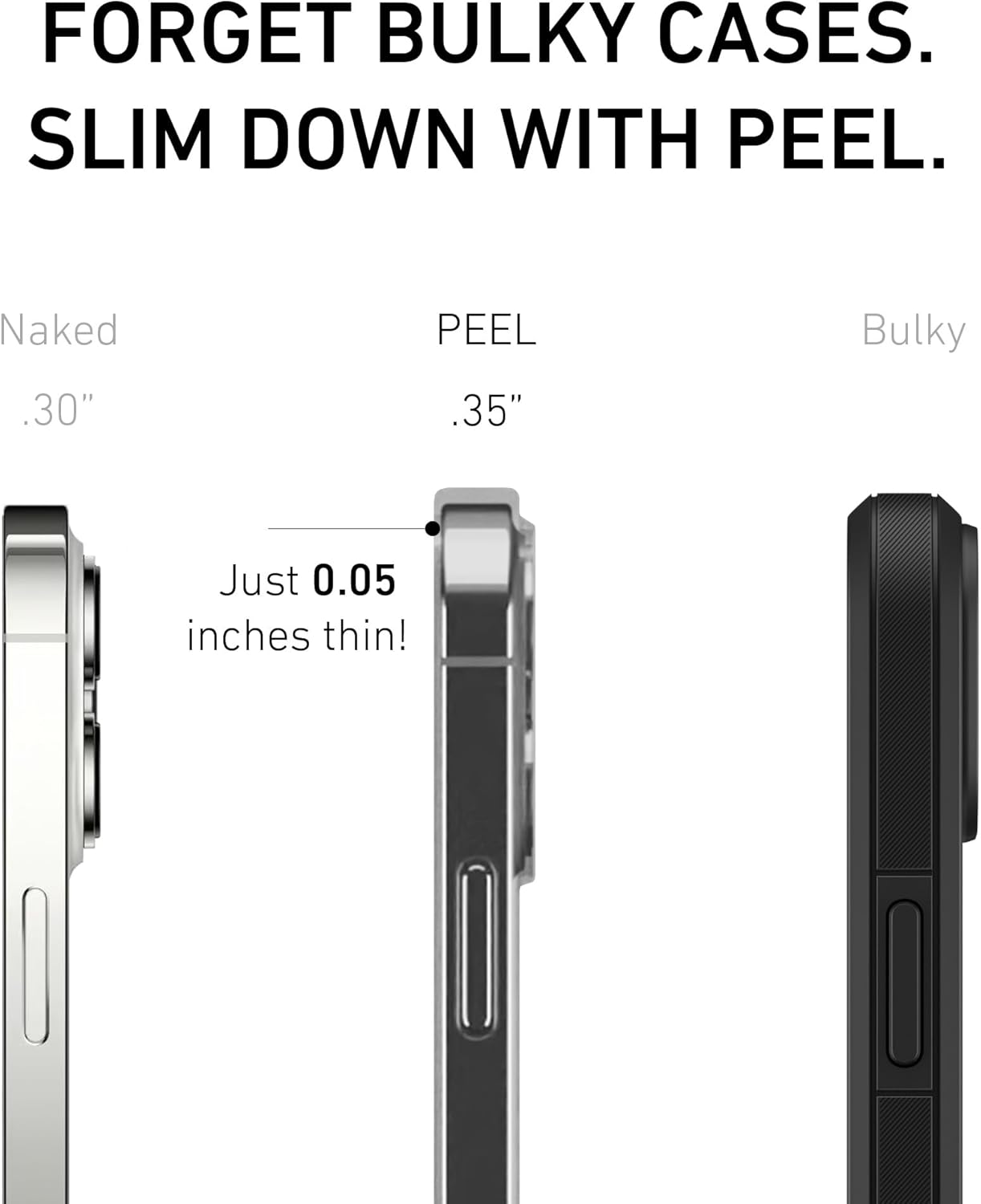 PEEL Flexible Thin Case for iPhone 13 Pro (Clear Soft) - Slim Minimalist Design, Branding Free, Soft TPU Material,