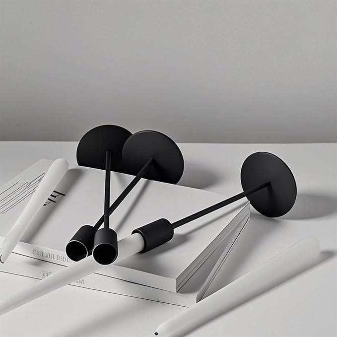 Set of 6 Black Taper Candle Holders, Metal Black Candlestick Holders, Tall Candle Holder, Fits 3/4 inch Thick Candle&Led Candles, for Table Centerpiece, Wedding, Dinning, Party Home Decor