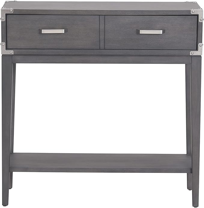 Leick Home 24032 Beckett One Drawer Hall Stand with Shelf for Living Room, Hallway, Entryway, Anthracite/Pewter