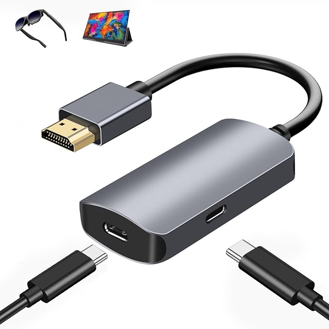 HDMI to USB C Adapter 4K60Hz, Unidirectional HDMI Male (Source) to USB C Female (Display) for Portable Monitor, AR Glasses XREA-L One/Air 2 Pro/VITURE Pro/Rokid, PS4/5, B0X, Switch, ROG Ally