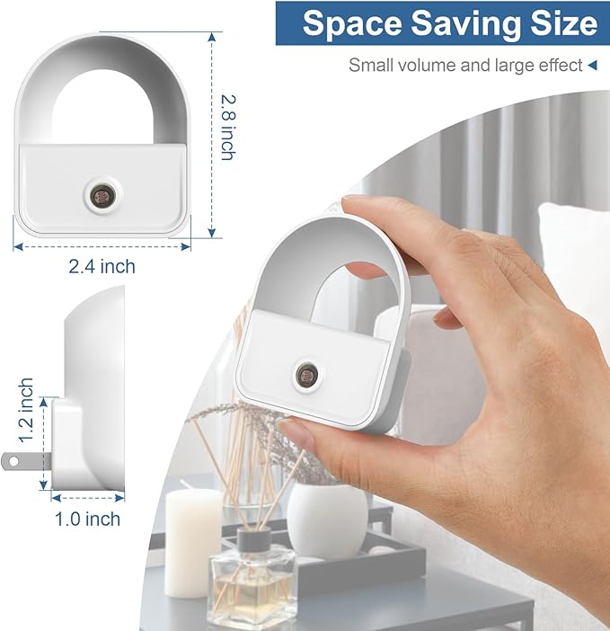 Night Light Plug into Wall, Nightlights with Smart Dusk toDawn Sensor, LED Night Light Suitable for Bedroom, Bathroom, Hallway, Kitchen, Stairs, Kids, 3pcs Warm White & 3pcs White Light