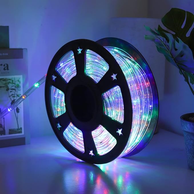 50ft 360 LED Waterproof Rope Lights, 110V Connectable Indoor Outdoor Colored Led Rope Lights for Outside, Deck, Patio, Pool, Camping, Bedroom Decor, Landscape Lighting and More (Multicolor)