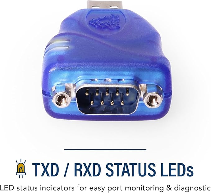 USBGear USB to RS-232 Serial Adapter - DB9 Male, FTDI Chipset, RX/TX Status LEDs, TAA Compliant (Made in Taiwan), Compatible with Windows & Mac