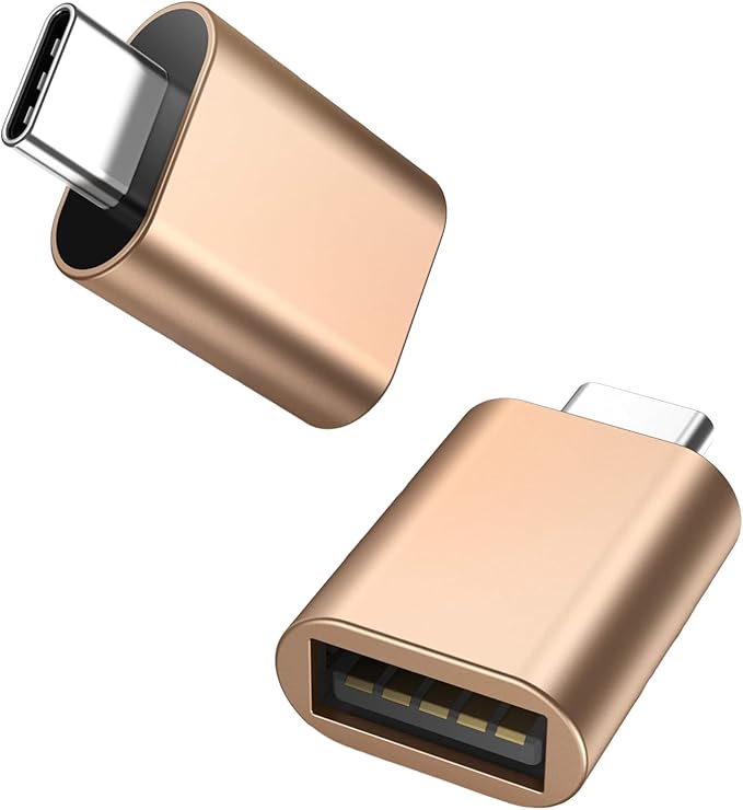 [Apple MFi Certified] USB C to USB Adapter, USB C Male to USB 3.0 Female OTG Cable Converter Compatible with MacBook Pro Air, Tablets, iPhone 17 Pro Max/17 Plus/16/15 Series (Gold-2Pack)