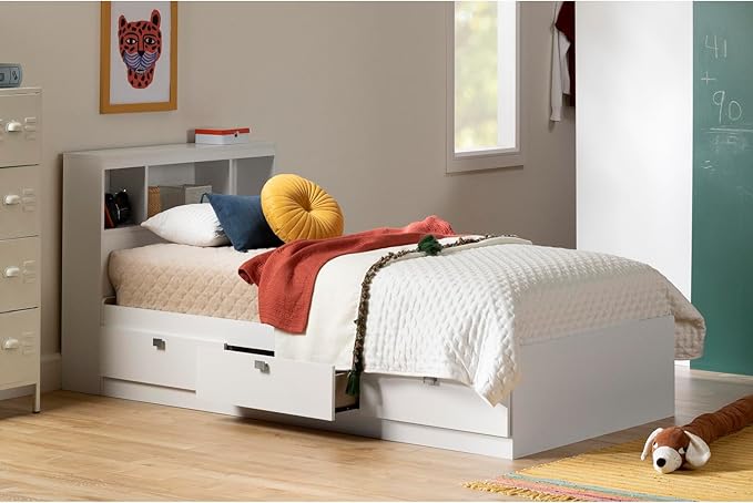 South Shore Spark Bookcase Headboard, Twin, Pure White