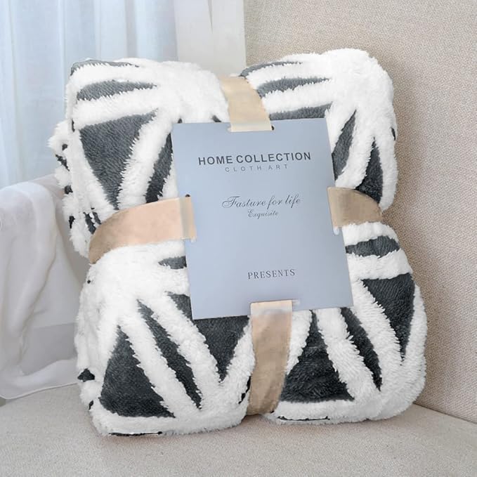 LOMAO Sherpa Fleece Blanket Fuzzy Soft Throw Blanket Dual Sided Blanket for Couch Sofa Bed (Dark Grey, 90''x90'')