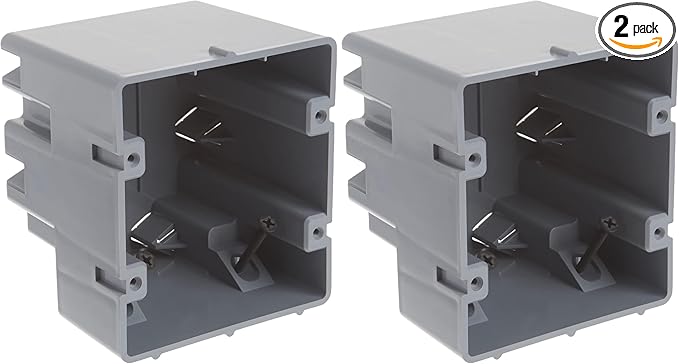 Southwire Device Box, Two Gang | Depth Adjustable | Heavy Duty 42lb | Gray | Pack of 2