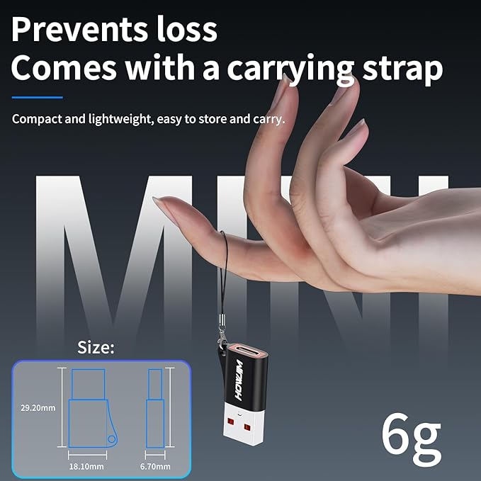 USB to USB C Adapter 4 Pack,USB C Female to USB 3.0 Male OTG Adapter,PD27W/66W Fast Charging 10Gbps Data Transfer for M-acBook Pad Phone 17/16/15 G-alaxy X-Peria Android Anti-Lost Lanyard Black