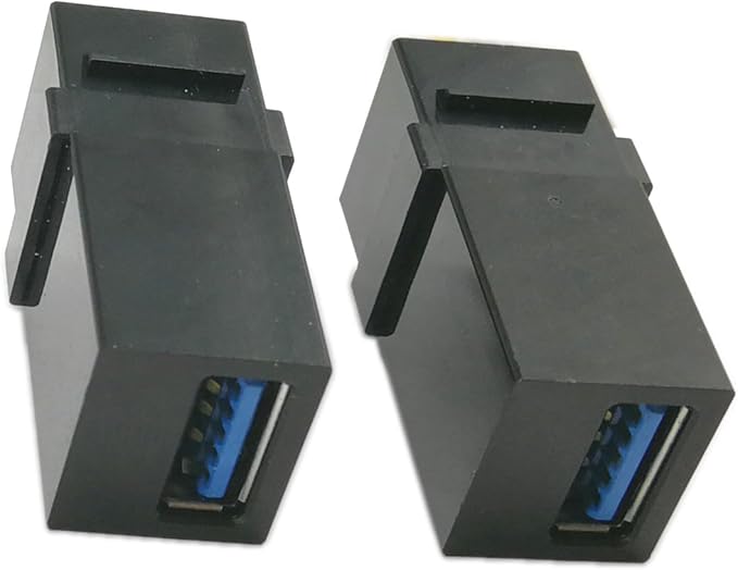 USB 3.0 Keystone Jack Inserts, zdyCGTime (2-Pack) USB 3.0 Adapters Female to Female Connector for Wall Plate Outlet Panel(Black USB 3.0 A)