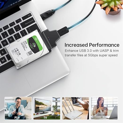 NFHK 5Gbps Micro USB 3.0 to SATA 22Pin 7+15 Enclosure Adapter for 2.5" Hard Disk Drive SSD HDD Mass Storage Class