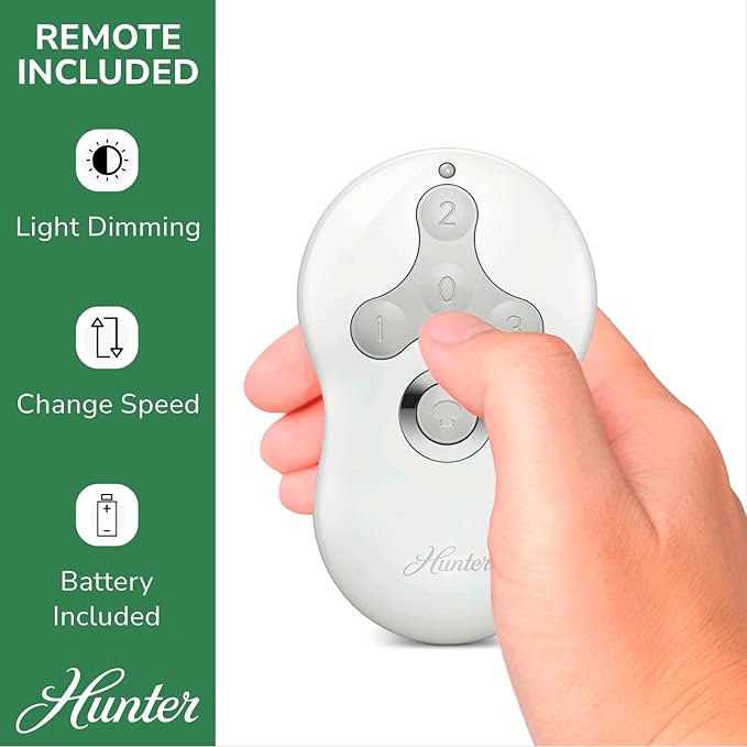 Hunter 52 inch Indoor Ceiling Fan with LED Light and Remote Control- Modern Ceiling Fan, Low Profile Mount, 4 Light Gray Oak Blades, For Bedroom, Living Room, or Kitchen- Dempsey 50283, Brushed Nickel