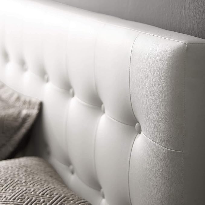 Modway Emily Tufted Button Faux Leather Upholstered King Headboard in White