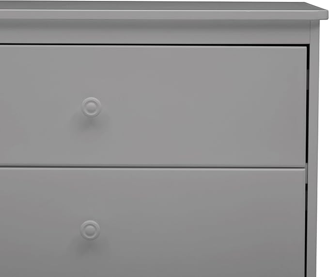 Delta Children Sutton 3 Drawer Dresser with Changing Top and Interlocking Drawers - Greenguard Gold Certified, Grey