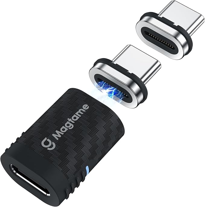 Magtame Carbon Fiber Plastic USB C to USB C Magnetic Adapter 24Pin 240W (1Pack with 2 Tips), Straight Type-C Extender, 40Gbps Fast Charge and 4K Video, Protect Port for Laptop, iPhone 17/16, USB3/4