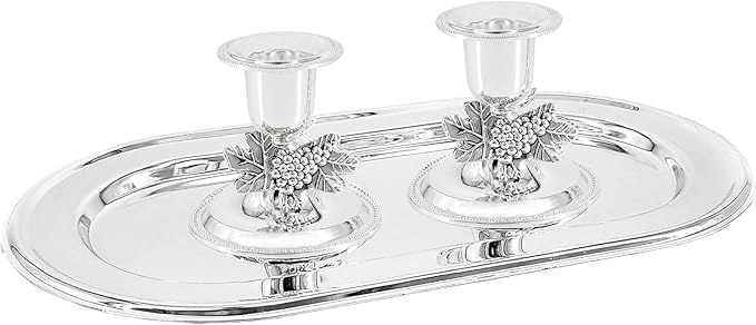 The Dreidel Company Shabbat Candlesticks Candle Holders Silver Plated, 2 Candlesticks Set (6 Sets)