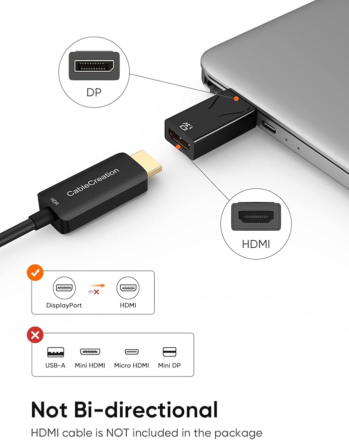 CableCreation Active DisplayPort to HDMI Adapter, 1080P Gold Plated DP to HDMI Adapter (Male to Female) 1.3V, Uni-Directional Display Port to HDMI Adapter