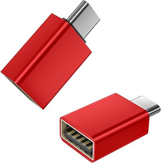 [Apple MFi Certified] USB C to USB Adapter, USB C Male to USB 3.0 Female OTG Cable Converter Compatible with MacBook Pro Air, Tablets, iPhone 17 Pro Max/17 Plus/16/15 Series (Red-2Pack)