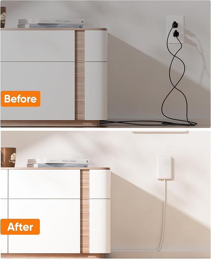 Flat Outlet Extender with Cover, Flat Plug Power Strip with 6 AC Outlets, 2000 Joules Surge Protector, 3FT Flat Extension Cord, Home Office Travel Dorm Room Essentials