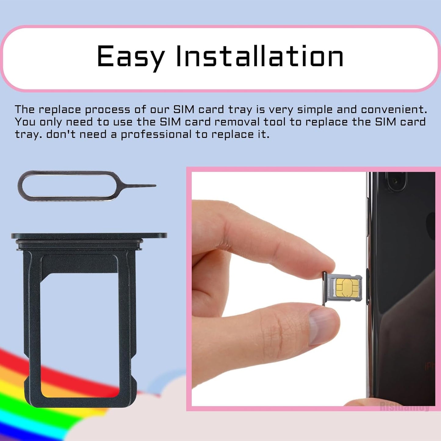 iPhone 13 Black SIM Card Slot Replacement Single SIM Version Card Tray Holder Adapter with Repair Tool Kit A2631 A2633
