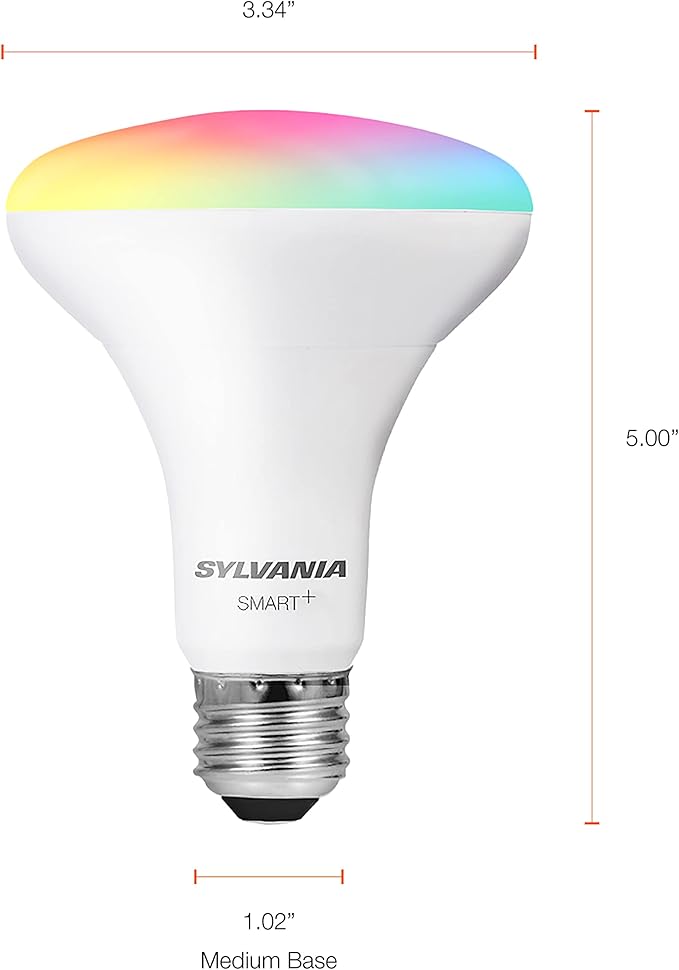 SYLVANIA Wifi LED Smart Light Bulb, 65W Equivalent Full Color and Tunable White BR30, Dimmable, Compatible with Alexa and Google Home Only - 4 Count (Pack of 1) (75688)