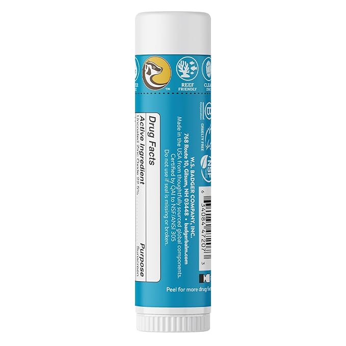Badger Mineral Sunscreen Face Stick SPF 35, 97% Organic Unscented Zinc Oxide Travel Sunscreen, Coral Reef Safe Travel Size Stick, .65 oz