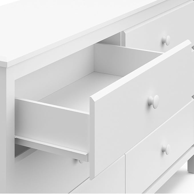 Storkcraft Alpine 6-Drawer Dresser (White) – GREENGUARD Gold Certified, White Dresser for Bedroom, Kids & Nursery Storage Drawers, Safety Interlocking Drawers, Pre-Installed Tracks, Kids Bedroom