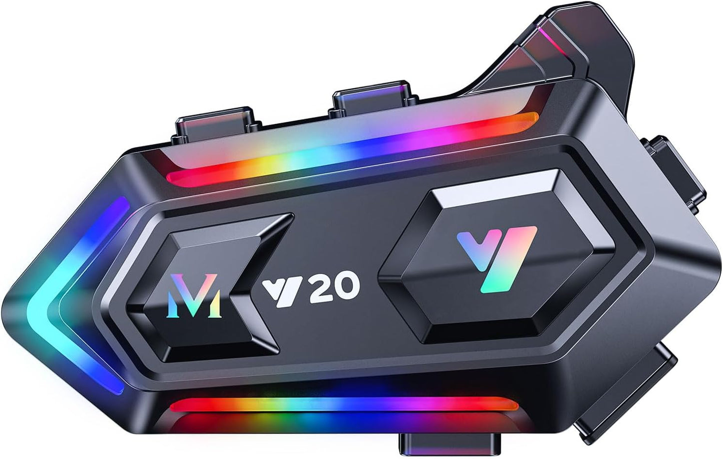 Y20 Motorcycle Helmet Bluetooth Headset, Bluetooth 5.3 with RGB Lighting, Smart Noise Reduction, HiFi Sound Quality