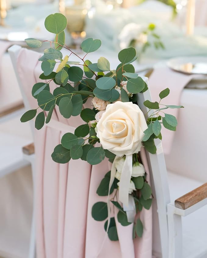 JOYLEX Artificial Flowers Realistic Roses, Real Looking Fake Roses with Stem for DIY Wedding Bouquets Centerpieces Bridal Shower Party Romantic Decorations (25pcs, White/Cream/Light Pink)