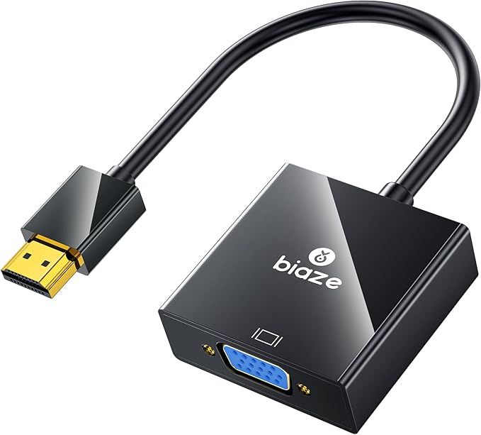 HDMI to VGA Adapter with 3.5mm Audio & USB Power – 1080P Converter for Laptop, TV Box, PS4, Monitor & Projector