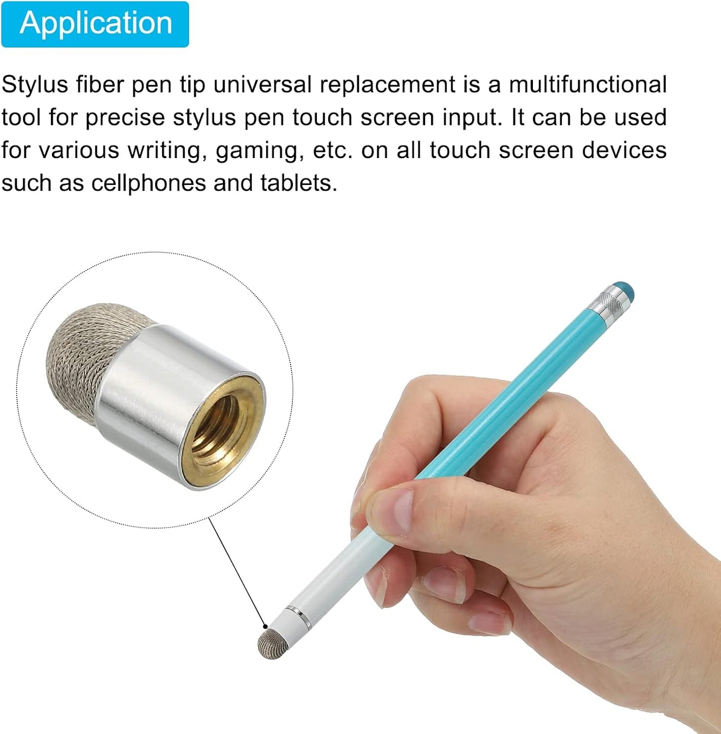 MECCANIXITY 8pcs Universal Replacement Stylus Pen, 7mm Fiber Fine Tips for Capacitive Touch Screen Devices