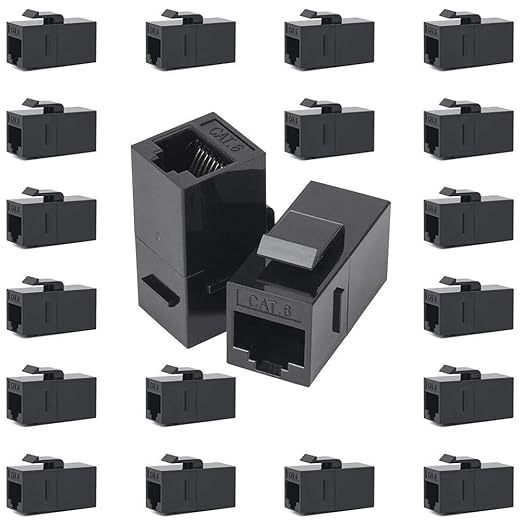 100 Pack Rj45 Coupler Cat6 Cat 6 Cat 5 Cat5 Cat5e Keystone Jack Network Cable Couplers Extender Adapter Wall Inline Patch Panel Connectors