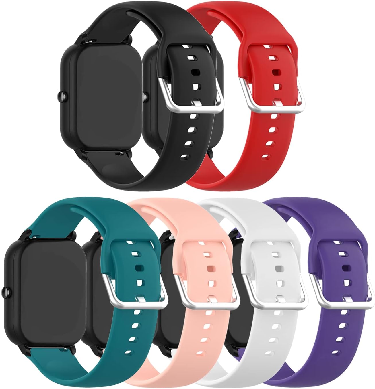 E ECSEM Bands for SOMTLERK Smartwatch, Soft Silicone Waterproof Adjustable Sport Watch Strap Replacement Wristbands for