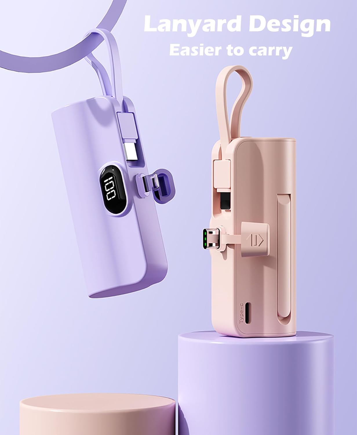 Mini Power Bank, 5500mAh Capsule Power Phone Charger with Dual USB-C Ports for iPhone 15/15 Pro Max, Android