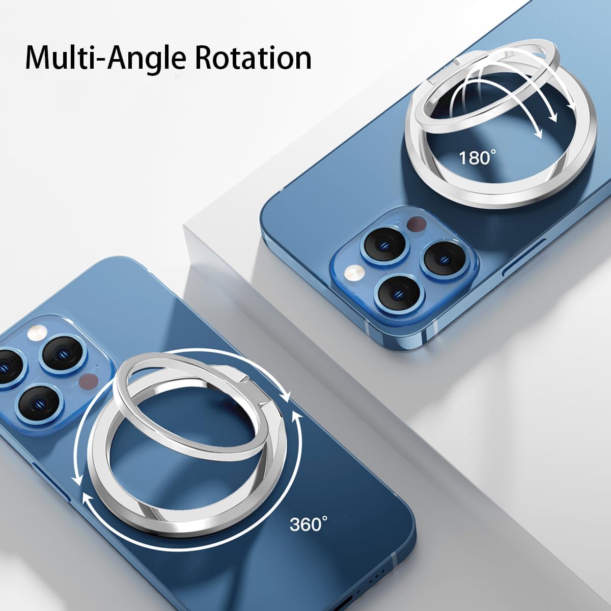 Magnetic Cell Phone Ring for MagSafe, Adjustable Kickstand Phone Grip for iPhone 14/13/12 (Plus, Pro Max)